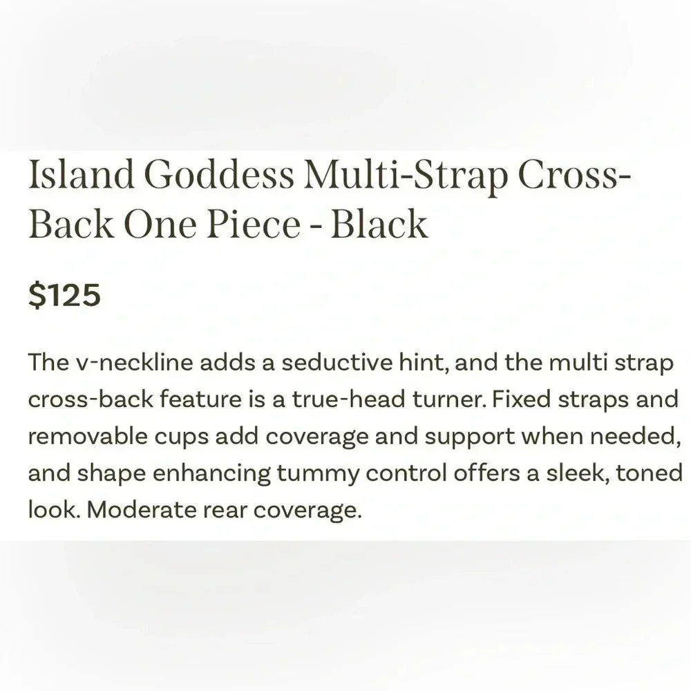 LA BLANCA Island Goddess One piece swimsuit triple straps black NEW size 18W
